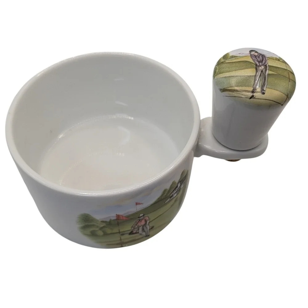Liette Int‎ Wine Bottle Coaster and Stopper Hand Decorated Porcelain Golf Scene